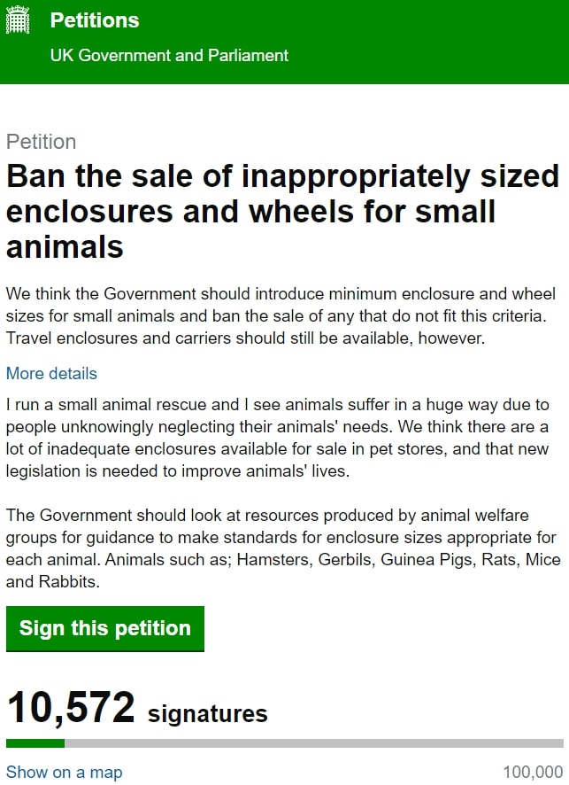 Government petition to ban small cages has over 10,000 signatures